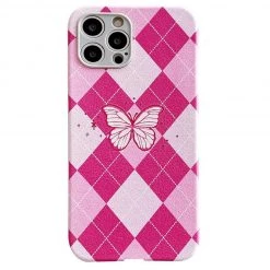 Boogzel Apparel Butterfly Argyle IPhone Case SOFT GIRL OUTFITS