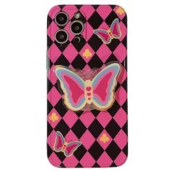 Boogzel Apparel Butterfly Argyle Pattern IPhone Case EMO CLOTHES