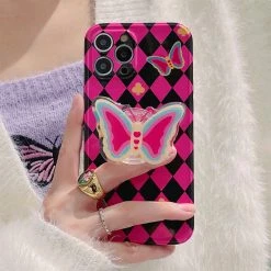 Boogzel Apparel Butterfly Argyle Pattern IPhone Case EMO CLOTHES