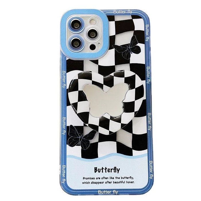 Boogzel Apparel BUTTERFLY AESTHETIC Butterfly Checkered IPhone Case 1 Boogzel Apparel BUTTERFLY AESTHETIC Butterfly Checkered IPhone Case