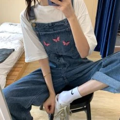 Boogzel Apparel Butterfly Denim Overalls