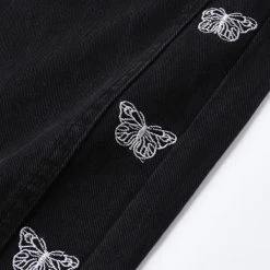 Boogzel Apparel Butterfly Embroidery Wide Jeans GRUNGE CLOTHES 5 Boogzel Apparel Butterfly Embroidery Wide Jeans GRUNGE CLOTHES