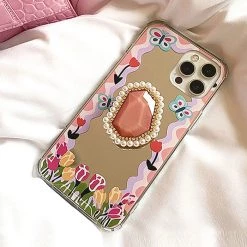 Boogzel Apparel BUTTERFLY AESTHETIC Butterfly Flower Pearl IPhone Case
