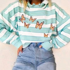 Boogzel Apparel Ur My Butterfly Striped Hoodie