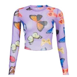 Boogzel Apparel BUTTERFLY AESTHETIC Papillons Mesh Top