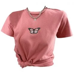 Boogzel Apparel BUTTERFLY AESTHETIC Butterfly Embroidered Tee