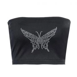 Boogzel Apparel Y2K Rhinestone Butterfly Tube Top Y2K OUTFITS