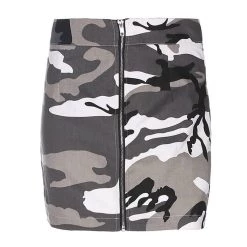 Boogzel Apparel Zip-Front Camo Skirt Clothing