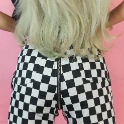 Boogzel Apparel Checkered Full Zip Pants CHECKER AESTHETIC