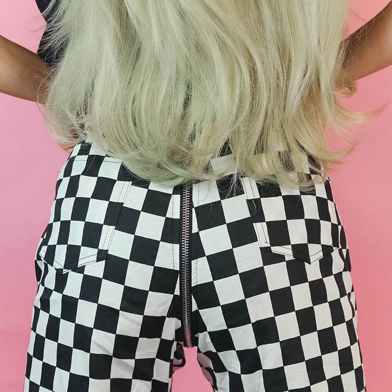 Boogzel Apparel Checkered Full Zip Pants CHECKER AESTHETIC 1 Boogzel Apparel Checkered Full Zip Pants CHECKER AESTHETIC