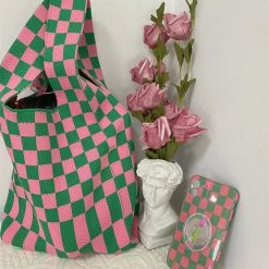 Boogzel Apparel Indie Aesthetic Checker Tote Bag