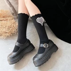 Boogzel Apparel Checker Heart Knee Socks