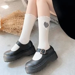 Boogzel Apparel Checker Heart Knee Socks