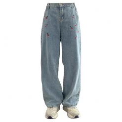 Boogzel Apparel SOFT GIRL OUTFITS Cherry Wide Jeans