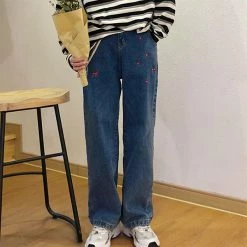 Boogzel Apparel SOFT GIRL OUTFITS Cherry Wide Jeans