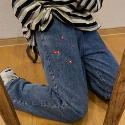 Boogzel Apparel SOFT GIRL OUTFITS Cherry Wide Jeans