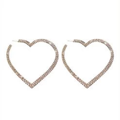 Boogzel Apparel Y2K OUTFITS Crystal Heart Hoop Earrings