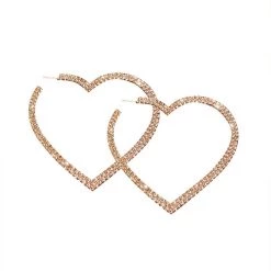 Boogzel Apparel Y2K OUTFITS Crystal Heart Hoop Earrings