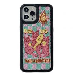 Boogzel Apparel Cute Cats Embroidery IPhone Case INDIE CLOTHES
