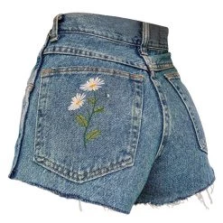Boogzel Apparel Сhamomile Embroidery Denim Shorts COTTAGECORE / ARTSY