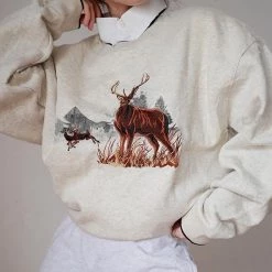 Boogzel Apparel Deer Embroidery Vintage Sweatshirt