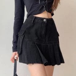 Boogzel Apparel GRUNGE CLOTHES Meet Me On Campus Denim Skirt