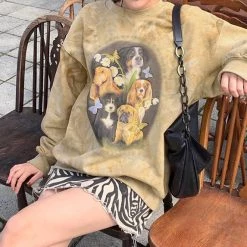 Boogzel Apparel Puppy Print Sweatshirt GRUNGE CLOTHES