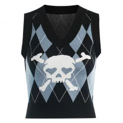 Boogzel Apparel Emo Aesthetic Argyle Vest GRUNGE CLOTHES