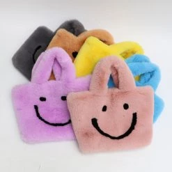 Boogzel Apparel Smiley Face Fuzzy Handbag
