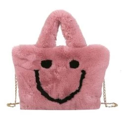 Boogzel Apparel Smiley Face Fuzzy Handbag