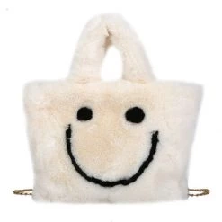Boogzel Apparel Smiley Face Fuzzy Handbag