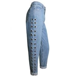 Boogzel Apparel Holed Up Grommet Jeans Clothing