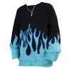 Boogzel Apparel GRUNGE CLOTHES Vintage Blue Flame Sweater