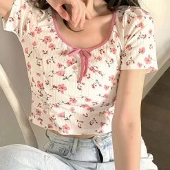 Boogzel Apparel Garden Party Ribbed Top SOFT GIRL OUTFITS