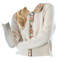 Boogzel Apparel Orange Flower Knit Cardigan COTTAGECORE / ARTSY