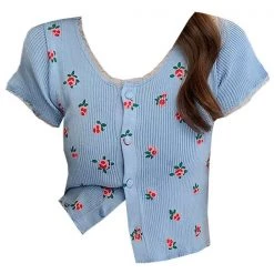 Boogzel Apparel Rose Ribbed Button Up Top