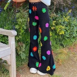Boogzel Apparel Flower Crochet Flare Pants INDIE CLOTHES
