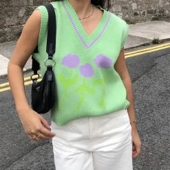 Boogzel Apparel SOFT GIRL OUTFITS Tulip Knit Vest