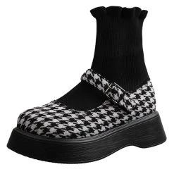 Boogzel Apparel Dogtooth Check Sock Sandals GRANDMA AESTHETIC