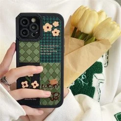 Boogzel Apparel Green Argyle Patchwork IPhone Case IPHONE CASES