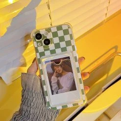 Boogzel Apparel Green Plaid Photo Holder IPhone Case