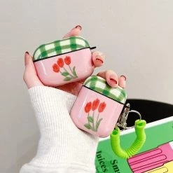 Boogzel Apparel IPHONE CASES Green Plaid Tulip Airpods Case