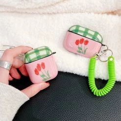 Boogzel Apparel IPHONE CASES Green Plaid Tulip Airpods Case