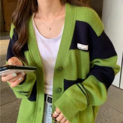 Boogzel Apparel Grunge Aesthetic Striped Cardigan