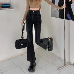 Boogzel Apparel Heart Crush Flare Cropped Jeans GRUNGE CLOTHES