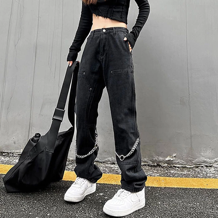 Boogzel Apparel Grunge Aesthetic Chain Jeans 5 Boogzel Apparel Grunge Aesthetic Chain Jeans