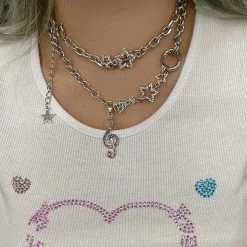 Boogzel Apparel Bright Falling Stars Chain Necklace Y2K OUTFITS