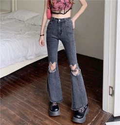 Boogzel Apparel Heart Cut Out Grunge Flare Jeans 6 Boogzel Apparel Heart Cut Out Grunge Flare Jeans