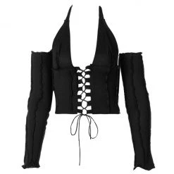 Boogzel Apparel Nothing To Hide Lace Up Top Y2K OUTFITS