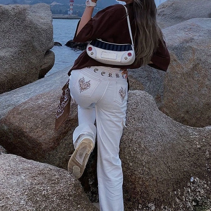 Boogzel Apparel Heart Embroidery Cargo Jeans 3 Boogzel Apparel Heart Embroidery Cargo Jeans